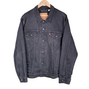 Levi's Jacket Men's XXL Premium Trucker Denim Dark Horse Black Biker Western
